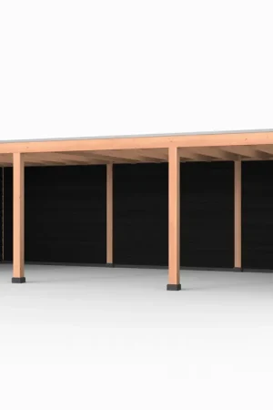 Bestel Nu Douglas overkapping, 900 x 400, met achterwand en twee zijwanden, Westwood Elegant zwart